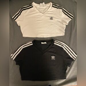 Adidas crop top Black and White Short Sleeve Tees
